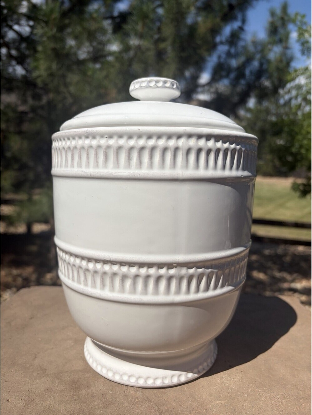 American Atelier Bianca White Large  Canister Double Row Bead 8”